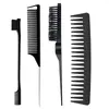 Kit de ferramentas de cabeleireiro pente de cauda fina com ponta de agulha de aço pente de dentes largos pincel de sobrancelha de cabeça dupla pente de três fileiras pente para estilizar coques