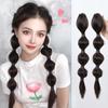Peluca de Trenza Burbuja, Pinza para Cabello Trenzado, Coleta para Mujeres, Trenzas Dobles, Trenzas Boxeadora, Cabello Falso Marrón Oscuro, Cabello Rizado Sintético de Alta Temperatura