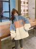 Top de piel de cordero para mujer Otoño e Invierno 2024 Nuevo Llegada Cálido Estilo Hong Kong Holgado Cuello con Cremallera Versátil Chaqueta de Manga Larga