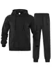 Conjunto de Lã Esportivo Casual com Capuz Masculino Cor Sólida Manga Longa Calça Longa Outono e Inverno Transfronteiriço Conjunto de Lã Quente Masculino