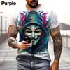 Camiseta Engraçada com Máscara Moda Masculina e Feminina Impressão Digital 3D Casual Cool Camiseta de Filme Hip Hop Street Camiseta Engraçada