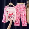 Pijamas infantis do sudeste asiático primavera e outono, pijamas para meninos e meninas, manga comprida, desenho animado, médio e grande, roupa de casa para crianças, terno fino