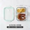 Fiambrera de vidrio compartimentada, recipiente transparente de alto borosilicato para almacenamiento de alimentos, calentamiento en microondas, refrigeración en nevera, caja para guardar el almuerzo