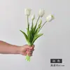 Buquê de Tulipas Artificiais de Borracha Macia para Decoração de Mesa de Casa e Hotel, 5 Tulipas Artificiais