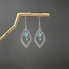 Brincos turquesa estilo étnico vintage europeu e americano, brincos pendentes de borla turquesa boêmios, brincos mais vendidos das áreas cênicas de Yunnan