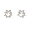 Brincos de Prata S925 com Agulha, Doce Brilhante, Diamante, Pérola, Laço, Design de Moda de Nicho, Elegantes, Fofos, Versáteis