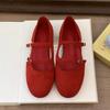 Sapatos Femininos de Bico Redondo Novos de Primavera e Verão, Sapatos de Camurça de Boca Rasa Laterais Vazadas, Sapatos de Camurça Macios e Planos Slip-on Estilo Bailarina Fada