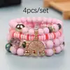 Pulsera de Viaje Bohemio Europea y Americana Creativa Multicapa Multicolor Colgante Árbol de la Vida Joyería Hecha a Mano Popular para Mujer