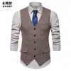 Nuevo Chaleco de Espiga con Cuello en V para Hombre Otoño/Invierno Chaleco de Traje Retro Británico Talla Europea Chaleco Casual para Banquete de Boda Capa Interior