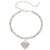 Tobillera Dingka de Gama Alta Super Brillante con Corazón Lleno de Diamantes para Mujer Verano Exquisita Versátil Joyería para el Pie de Playa Aliexpress