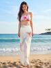 Conjunto de Vestir Estilo Vacaciones de Verano Dopamina en la Costa, Hermoso Conjunto de Baño, Conjunto de Tres Piezas Bikini Tubo con Flor Tridimensional