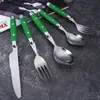 Conjunto de Talheres de Aço Inoxidável com Cabo de Clipe, Garfo e Colher, Conjunto de Quatro Peças, Faca, Garfo e Colher de Churrasco para Hotel, Faca e Garfo de Churrasco com Cabo Criativo Novo
