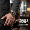 Relógio Masculino Preto Dourado em Estoque Atacado Quartzo Pulseira de Aço Simples Sensação de Alto Padrão Relógio Casual Diário Relógio Universal
