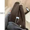 Jeans de Pierna Ancha Color Marrón Maillard para Mujer Otoño e Invierno 2024 Tendencia Nuevo Pantalones Rectos de Tiro Alto Marrones