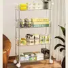 Estante de Almacenamiento para Espacios Pequeños Hogar Baño Acrílico Transparente Carrito Lateral Estrecho Gabinete Lateral de Múltiples Niveles Carrito con Ruedas