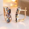 Transmisión en Vivo Transfronteriza Más Vendidos Aretes de Imitación Color Dorado Champagne con Borde Multicolor Completo Incrustados con Diamantes Blancos Estilo Nicho de Moda para Mujer