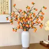 Ruyi de Caqui Fruta de Caqui Falsa Arranjo de Flores Artificiais Decoração de Mesa Entrada Ornamento de Arranjo Floral Transmissão ao Vivo Dropshipping