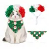 Set de Decoración de Ganso Navideño Verde, Blanco, Rojo Peluca Rizada y Pañuelo Accesorios para Disfrazar Fiesta en el Jardín Césped