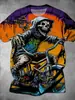 Camiseta Informal Versátil de Moda Tendencia de Alta Calidad con Estampado de Calavera para Hombre de Manga Corta, Transfronteriza Europea y Americana, Nueva 2025
