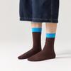 Meias Femininas de Outono e Inverno, Meias Longas Arredondadas Azul Marinho Retrô de Ponto Duplo, Meias de Algodão de Alta Qualidade Luxuosas Versáteis da Moda que Não Apertam