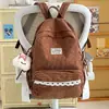 Tela de pana, mochila linda y femenina, estilo coreano, diseño fresco y simple, adecuada para estudiantes de secundaria y preparatoria, mochila ligera para niñas