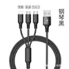 Cabo de Dados Trançado USB Um para Três com Logo, Adequado para Android, Apple, Huawei, Cabo de Carregamento Portátil para Celular
