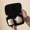 Juego de Té de Viaje Taza Express Horno Ru con Bolsa Portátil Tetera Taza de Té Cerámica Regalo para Actividades del Personal
