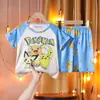 Pijama Infantil para Meninos e Meninas, Estilo Verão Curto de Manga Curta Fino, Meninas Pequenas, Bebê Desenho Animado, Conjunto de Verão Fofo e Super Fofo, Roupa de Casa
