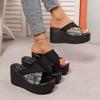 Chanclas de cuña de gran tamaño para mujer de comercio exterior transfronterizo, Sandalias de boca de pez con suela gruesa para mujer, Zapatos de mujer de color contrastante