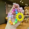 Chaveiro colorido de resina galvanizada pingente de laço pulseira de telefone com contas decoração de mochila presente atacado