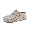 Zapatos planos Muller de un paso para mujer ropa de exterior 2026 nuevo otoño suela gruesa aumento de altura interior zapatos Birkenstock lunares punta cerrada medias pantuflas