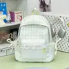 Mochila xadrez fresca de alto valor, bolsa escolar estudantil para meninas com acabamento em renda, mochila versátil da moda para alunos do ensino fundamental II e médio