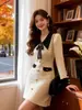 Vestido suéter de tricô com lapela estilo coreano, elegante e maduro, inspirado em Hong Kong, para o outono
