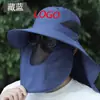 Chapéu de Sol Personalizado para Uso Externo com Proteção Facial, Chapéu de Pescador de Aba Larga, Chapéu de Sol para Pesca na Praia, Chapéu para Caminhada e Praia