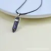 Colar Pingente Pedra Natural de Cristal Transfronteiriço Ágata Coluna Hexagonal Bala Popular Europeu e Americano Colar Amazon