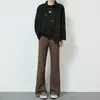 Pantalones de traje casual para hombre de estilo coreano, fluidos, color café, con abertura acampanada, Pantalones largos de estilo americano high street