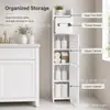 Gabinete de baño transfronterizo, pequeño gabinete de almacenamiento para baño, instalación sin perforaciones, gabinete de baño de lado estrecho con portarrollos de papel, estante de almacenamiento para espacios pequeños