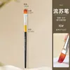 Conjunto de pincéis de pena com franja de ponta chata para pintura transfronteiriça, cerdas de nylon, adequado para aquarela e pintura a óleo, aplicação espessa, distribuição uniforme da cor, disponível em tamanhos grande, médio e pequeno