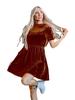 Vestido de terciopelo de color puro nuevo 2024, elegante vestido de viajero diario para mujer de estilo europeo y americano, falda corta adelgazante para mujer