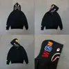 Sudadera con cremallera y camuflaje de tiburón Bape de moda para hombre y mujer, estilo pareja, cárdigan chaqueta con capucha holgado de forro polar puro de moda para hombre