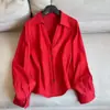 Camisa nueva de lino color liso 2026, camisa pequeña, solapa, cuello en V, manga larga, prenda exterior, cárdigan entallado a la cintura, venta al por mayor H06FT611059
