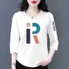 Comercio exterior transfronterizo ropa de maternidad, camiseta de manga tres cuartos para mujeres de mediana edad y mayores, top base versátil casual holgado