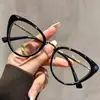 Gafas sin maquillaje anti luz azul, gafas con montura ojo de gato, gafas de lectura de alta definición estilo celebridad de internet, gafas de prescripción con montura negra Xiaohongshu