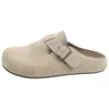 Sandalias de Cuero con Hebilla Retro para Mujer 2026 Otoño Ropa para Exteriores Suela Suave Antideslizantes Chanclas Celebridad de Internet Versátiles Viaje Commute