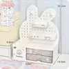 Caja de Almacenamiento de Tablero Perforado de Escritorio Organizador Giratorio de Joyería Organizador Multifuncional de Papelería para Estudiantes Cajón Plástico