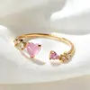Anillo Abierto Ajustable Tilenny Estilo Ins Más Vendido Transfronterizo con Circonita para Mujer, Diseño Floral Dulce y Lindo