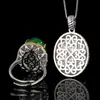 2026 Nuevo Estilo Joyería Huabi Calcedonia Verde Simulada Retro Lujo Ligero Conjunto Colgante Piedra Principal 15*20-13*1