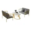 Sofá Moderno Minimalista de Hierro Dorado de Lujo Ligero, Sillón Individual Popular para Tiendas de Ropa, Juego de Sofá y Mesa de Centro para Sala de Estar
