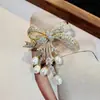 Acessórios DIY Broche de Borla Inteligente Pin Elegante Cobre Banhado a Ouro Zircônia Micro Broche Pérola Corsage Suporte Vazio