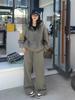 Jimo Primavera 2025 Novo Conjunto de Duas Peças Calças de Perna Larga Nova Tendência de Moda Feminina Estilo Coreano Casaco Blusa Moletom